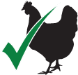 Illustration of a chicken with a green check mark next to it